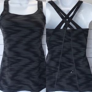 Lucy Black and Gray Strappy Racerback Tank Top